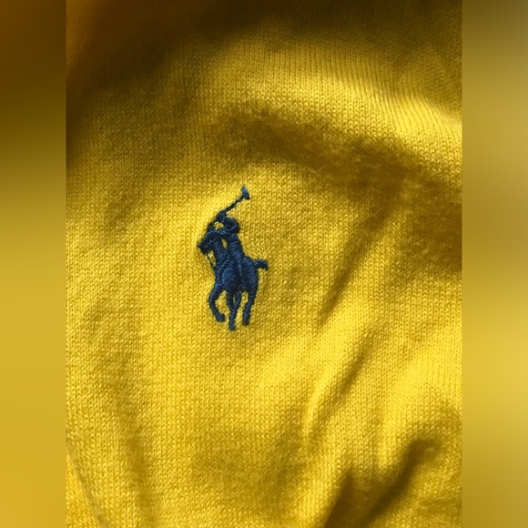 EUC Ralph Lauren butter yellow v neck button cardigan blue pony sz S - Picture 3 of 7